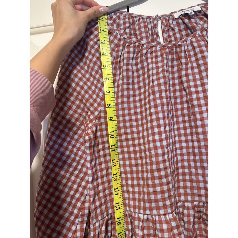 Madewell Rust White Gingham Button Down Dress 00 - Picture 5 of 9
